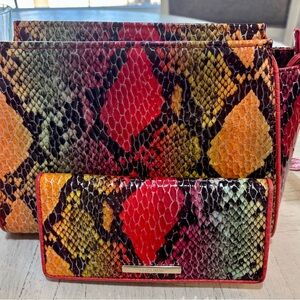 Brahmin Crossbody and Wallet Embossed Leather in the Red Dragon Experium * HTF